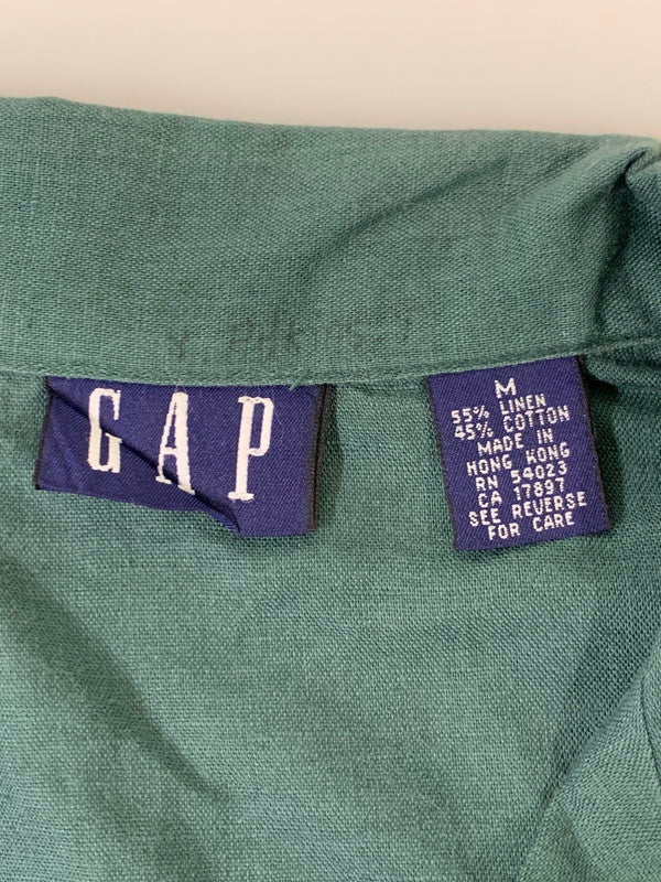 【中古品】【メンズ】 OLD GAP オールドギャップ 90S LINEN×COTTON OPEN COLLAR SHIRTカラーシャツ トップス 146-250702-ks-23-min サイズ：M カラー：グリーン 万代Net店