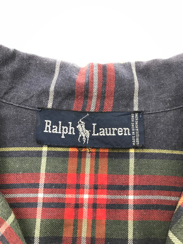 【中古品】【メンズ】 RALPH LAUREN ラルフローレン OPEN COLLAR CHECK SHIRT MADE IN HONGKONG オープン カラー チェック シャツ メイド イン ホンコン 146-260508-ty-09-tag サイズ：不明 下記参照 カラー：マルチカラー 万代Net店