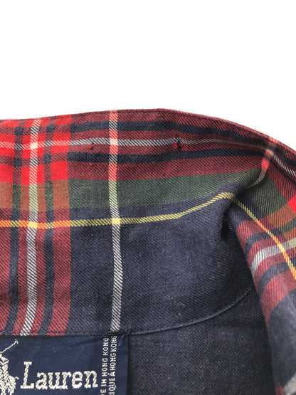【中古品】【メンズ】 RALPH LAUREN ラルフローレン OPEN COLLAR CHECK SHIRT MADE IN HONGKONG オープン カラー チェック シャツ メイド イン ホンコン 146-260508-ty-09-tag サイズ：不明 下記参照 カラー：マルチカラー 万代Net店