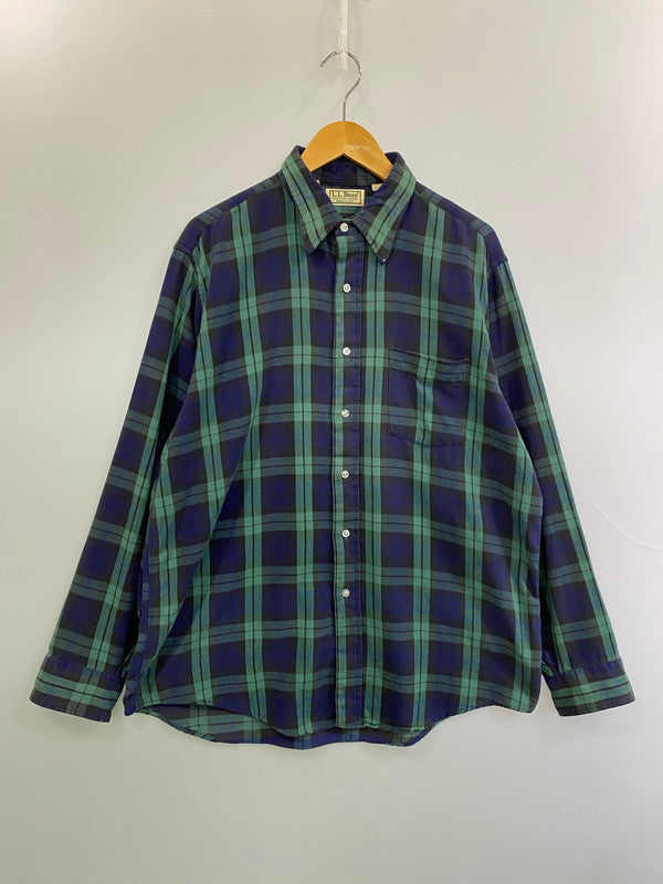 【中古品】【メンズ】 L.L.Bean エルエルビーン 90S COTTON CHECK SHIRT 90年代 コットン チェック シャツ 長袖 メンズ トップス サマー ネルシャツ 146-250704-em-28-min サイズ：L カラー：グリーン/ブルー系（チェック柄） 万代Net店