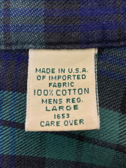 【中古品】【メンズ】 L.L.Bean エルエルビーン 90S COTTON CHECK SHIRT 90年代 コットン チェック シャツ 長袖 メンズ トップス サマー ネルシャツ 146-250704-em-28-min サイズ：L カラー：グリーン/ブルー系（チェック柄） 万代Net店
