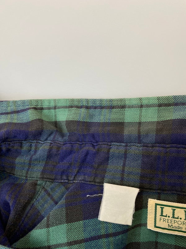 【中古品】【メンズ】 L.L.Bean エルエルビーン 90S COTTON CHECK SHIRT 90年代 コットン チェック シャツ 長袖 メンズ トップス サマー ネルシャツ 146-250704-em-28-min サイズ：L カラー：グリーン/ブルー系（チェック柄） 万代Net店