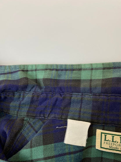 【中古品】【メンズ】 L.L.Bean エルエルビーン 90S COTTON CHECK SHIRT 90年代 コットン チェック シャツ 長袖 メンズ トップス サマー ネルシャツ 146-250704-em-28-min サイズ：L カラー：グリーン/ブルー系（チェック柄） 万代Net店