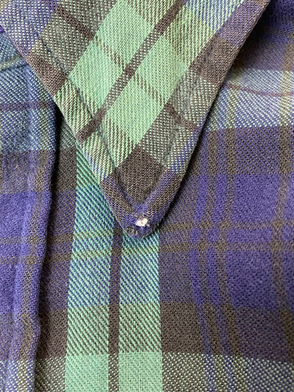 【中古品】【メンズ】 L.L.Bean エルエルビーン 90S COTTON CHECK SHIRT 90年代 コットン チェック シャツ 長袖 メンズ トップス サマー ネルシャツ 146-250704-em-28-min サイズ：L カラー：グリーン/ブルー系（チェック柄） 万代Net店