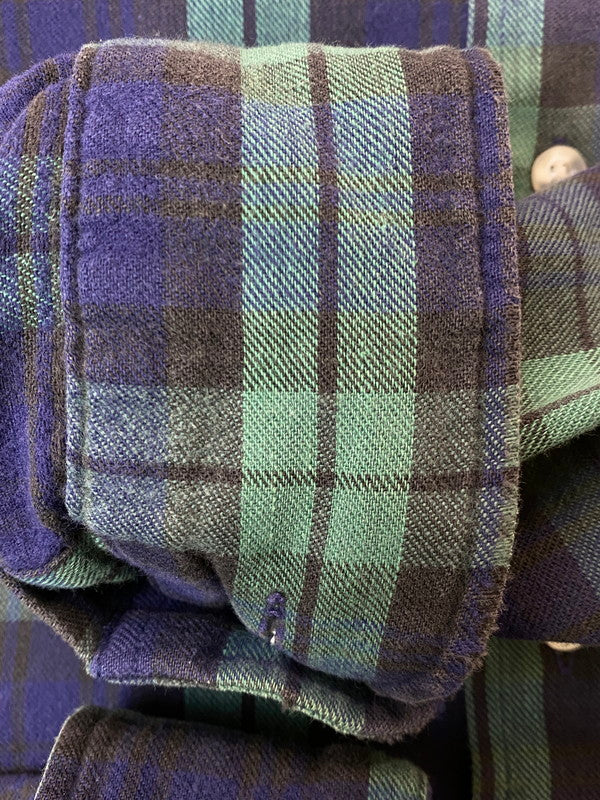 【中古品】【メンズ】 L.L.Bean エルエルビーン 90S COTTON CHECK SHIRT 90年代 コットン チェック シャツ 長袖 メンズ トップス サマー ネルシャツ 146-250704-em-28-min サイズ：L カラー：グリーン/ブルー系（チェック柄） 万代Net店