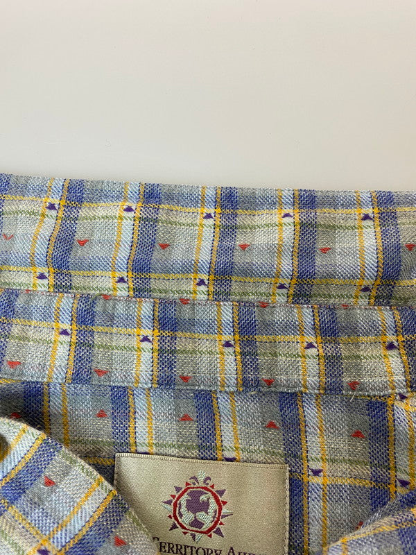 【中古品】【メンズ】 THE TERRITORY AHEAD ザテリトリーアヘッド COTTON CHECK SHIRT コットン チェック シャツ 長袖 メンズ トップス ヴィンテージ 146-250704-em-16-min サイズ：XL カラー：ブルー系（チェック柄） 万代Net店