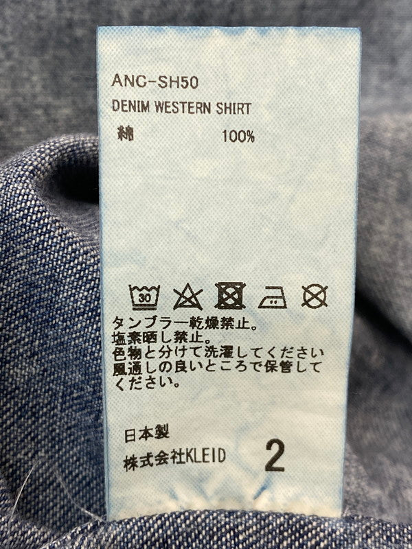【中古品】【メンズ】 ANCELLM アンセルム 25SS DENIM WESTERN SHIRT ANC-SH50 デニム ウェスタン シャツ メンズ 長袖 トップス 140-250704-em-05-min サイズ：2 カラー：インディゴブルー 万代Net店