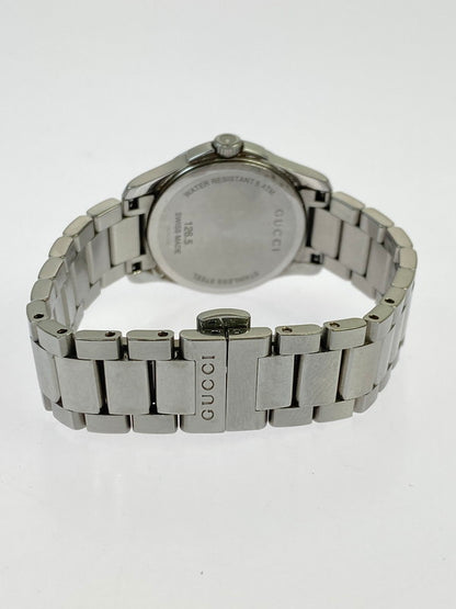 【中古品】【レディース】 GUCCI グッチ 126.5/Gタイムレス ダイヤベゼル ホワイトシェル デイトステンレスクオーツ 腕時計 197-250821-yn-18-min カラー：シルバー 万代Net店
