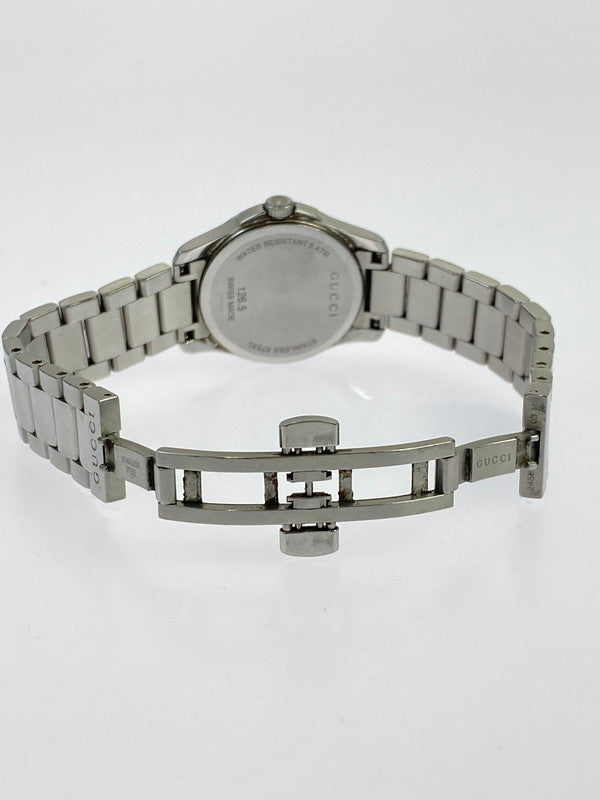 【中古品】【レディース】 GUCCI グッチ 126.5/Gタイムレス ダイヤベゼル ホワイトシェル デイトステンレスクオーツ 腕時計 197-250821-yn-18-min カラー：シルバー 万代Net店