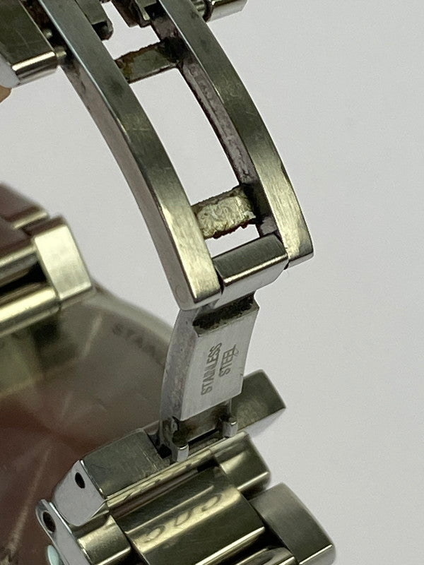 【中古品】【レディース】 GUCCI グッチ 126.5/Gタイムレス ダイヤベゼル ホワイトシェル デイトステンレスクオーツ 腕時計 197-250821-yn-18-min カラー：シルバー 万代Net店