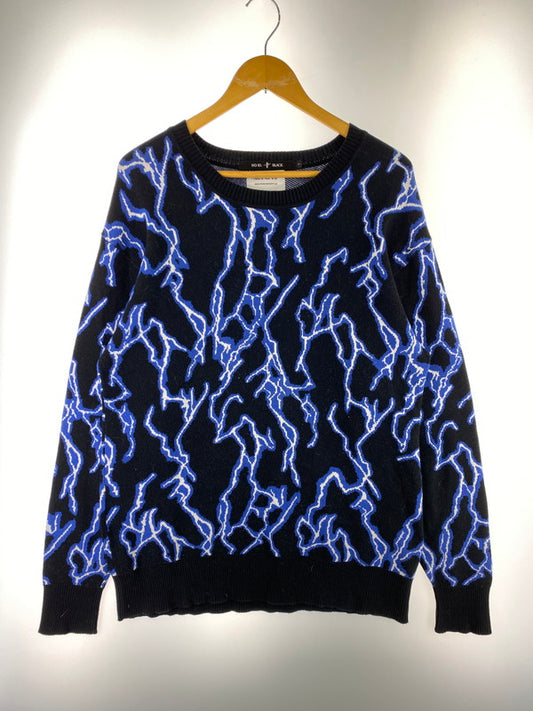 【中古品】【メンズ】 NO ID. ノーアイディ × FINDERS KEEPERS ファインダーズ キーパーズ 総柄 ニット セーター 442010-528K コットン メンズ トップス 長袖 140-250707-em-03-min サイズ：1 カラー：ブラック/ブルー 万代Net店
