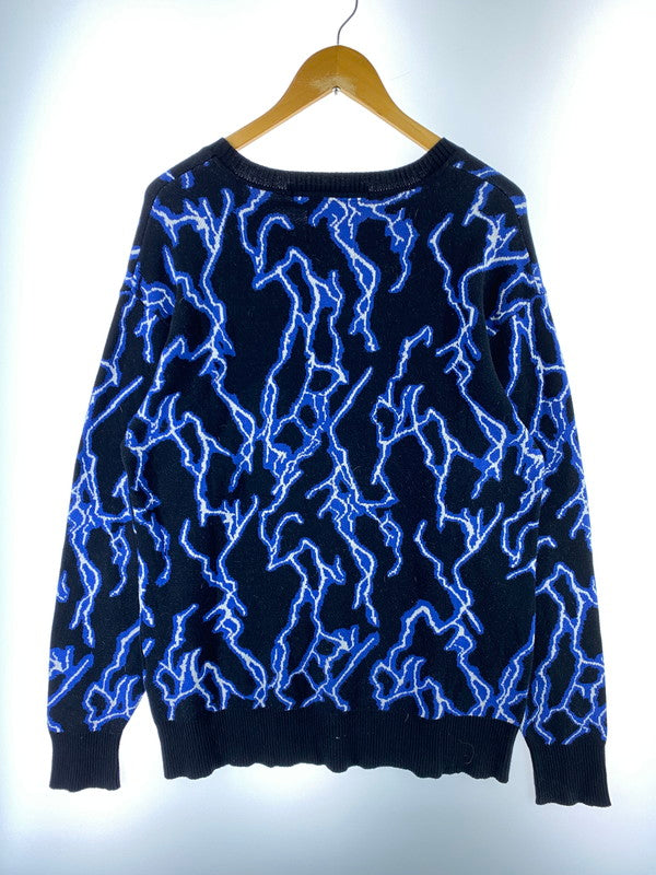 【中古品】【メンズ】 NO ID. ノーアイディ × FINDERS KEEPERS ファインダーズ キーパーズ 総柄 ニット セーター 442010-528K コットン メンズ トップス 長袖 140-250707-em-03-min サイズ：1 カラー：ブラック/ブルー 万代Net店
