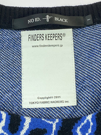 【中古品】【メンズ】 NO ID. ノーアイディ × FINDERS KEEPERS ファインダーズ キーパーズ 総柄 ニット セーター 442010-528K コットン メンズ トップス 長袖 140-250707-em-03-min サイズ：1 カラー：ブラック/ブルー 万代Net店