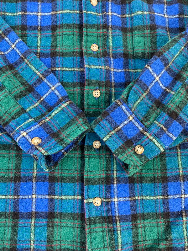 【中古品】【メンズ】 PENDLETON ペンドルトン L S 70S WOOL SHIRT 長袖 70年代 ウール シャツ メンズ トップス チェック 146-250707-em-14-min サイズ：M カラー：グリーン/ブルー（チェック柄） 万代Net店