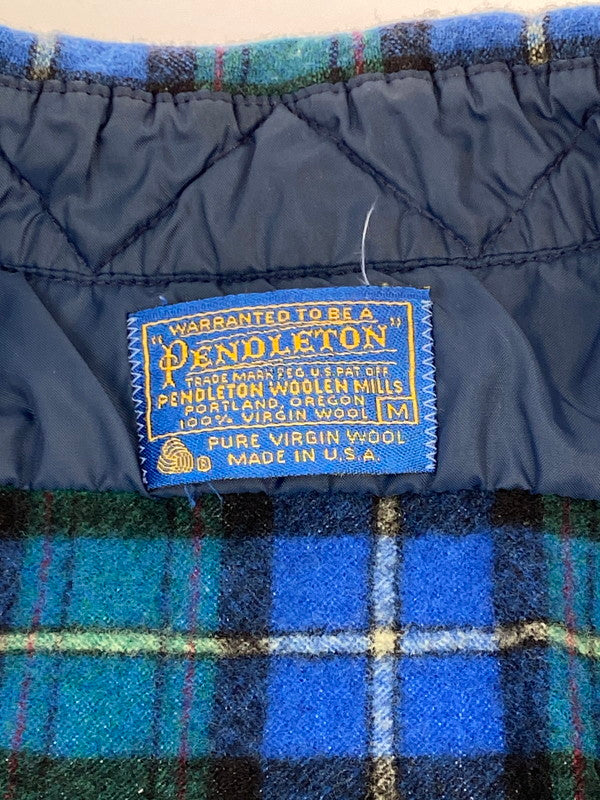 【中古品】【メンズ】 PENDLETON ペンドルトン L S 70S WOOL SHIRT 長袖 70年代 ウール シャツ メンズ トップス チェック 146-250707-em-14-min サイズ：M カラー：グリーン/ブルー（チェック柄） 万代Net店