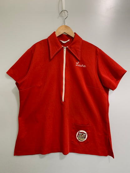 【中古品】【メンズ】 NATNAST ナットナスト 70S HALF ZIP BOWLING SHIRT ハーフ ジップ ボーリングシャツ 70年代 半袖 トップス　 146-250710-SS-01-min カラー：レッド 万代Net店