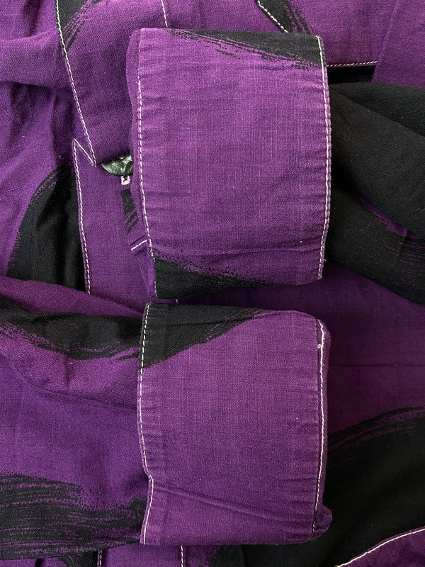 【中古品】【メンズ】 BASIC EK SYSTEM L S SHIRT シャツ トップス 146-250710-ks-11-min カラー：パープル/ブラック 万代Net店