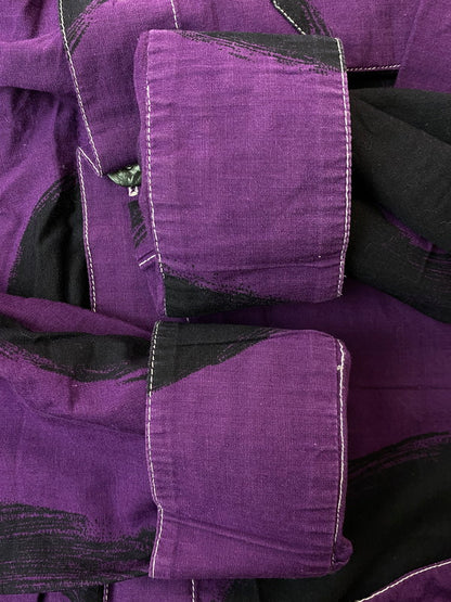 【中古品】【メンズ】 BASIC EK SYSTEM L S SHIRT シャツ トップス 146-250710-ks-11-min カラー：パープル/ブラック 万代Net店