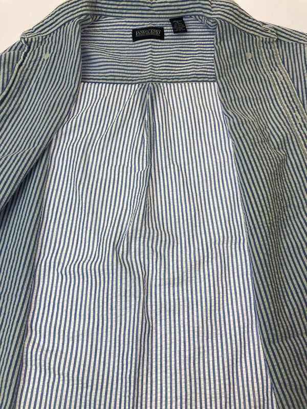 【中古品】【メンズ】 LANDS'END ランズエンド STRIPE SEERSUCKER S S SHIRT ストライプシャツ トップス 146-250710-ks-106-min サイズ：XL カラー：ブルー系 万代Net店