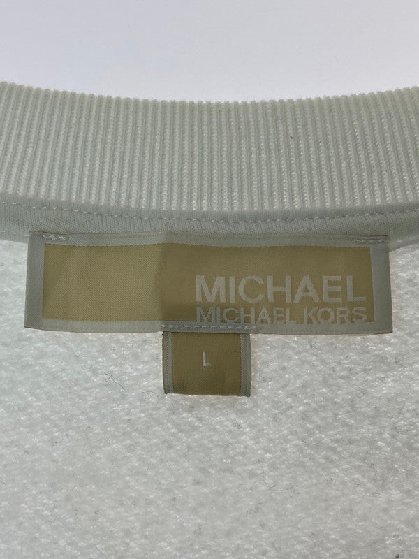 【現状渡し品】【メンズ】 Michael Kors マイケルコース JF150192Z9 LOGO CHARM COTTON TERRY SWEATSHIRT スウェットシャツ トップス 141-250710-ks-92-min サイズ：L カラー：ホワイト 万代Net店