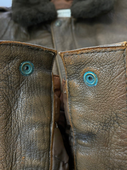 【現状渡し品】【メンズ】 HOUSTON ヒューストン LEATHER FLIGHT JACKET レザーフライトジャケット アウター 145-250713-AS-75-min サイズ：40R カラー：ブラウン 万代Net店