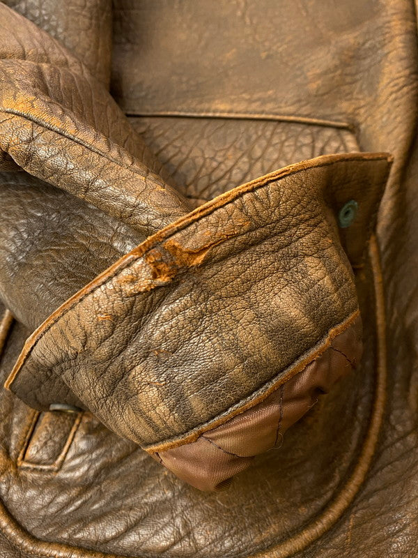 【現状渡し品】【メンズ】 HOUSTON ヒューストン LEATHER FLIGHT JACKET レザーフライトジャケット アウター 145-250713-AS-75-min サイズ：40R カラー：ブラウン 万代Net店