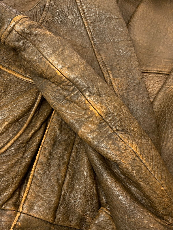 【現状渡し品】【メンズ】 HOUSTON ヒューストン LEATHER FLIGHT JACKET レザーフライトジャケット アウター 145-250713-AS-75-min サイズ：40R カラー：ブラウン 万代Net店
