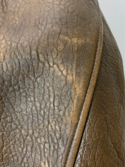 【現状渡し品】【メンズ】 HOUSTON ヒューストン LEATHER FLIGHT JACKET レザーフライトジャケット アウター 145-250713-AS-75-min サイズ：40R カラー：ブラウン 万代Net店