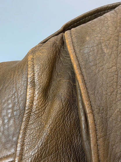 【現状渡し品】【メンズ】 HOUSTON ヒューストン LEATHER FLIGHT JACKET レザーフライトジャケット アウター 145-250713-AS-75-min サイズ：40R カラー：ブラウン 万代Net店