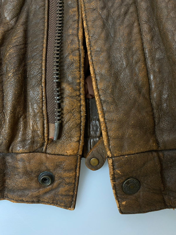 【現状渡し品】【メンズ】 HOUSTON ヒューストン LEATHER FLIGHT JACKET レザーフライトジャケット アウター 145-250713-AS-75-min サイズ：40R カラー：ブラウン 万代Net店