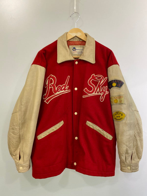 【現状渡し品】【メンズ】 AVIREX アヴィレックス RED SKY STADIUM JACKET スタジャン アウター 146-250713-AS-74-min サイズ：S カラー：レッド/ベージュ 万代Net店