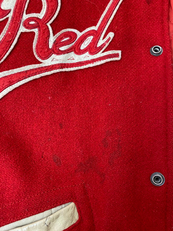 【現状渡し品】【メンズ】 AVIREX アヴィレックス RED SKY STADIUM JACKET スタジャン アウター 146-250713-AS-74-min サイズ：S カラー：レッド/ベージュ 万代Net店