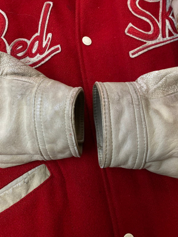 【現状渡し品】【メンズ】 AVIREX アヴィレックス RED SKY STADIUM JACKET スタジャン アウター 146-250713-AS-74-min サイズ：S カラー：レッド/ベージュ 万代Net店