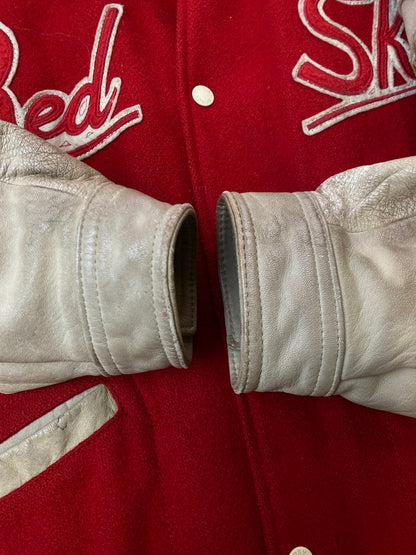 【現状渡し品】【メンズ】 AVIREX アヴィレックス RED SKY STADIUM JACKET スタジャン アウター 146-250713-AS-74-min サイズ：S カラー：レッド/ベージュ 万代Net店