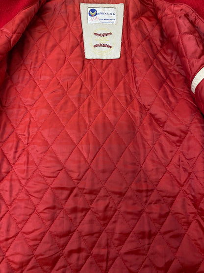 【現状渡し品】【メンズ】 AVIREX アヴィレックス RED SKY STADIUM JACKET スタジャン アウター 146-250713-AS-74-min サイズ：S カラー：レッド/ベージュ 万代Net店