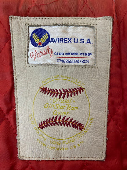 【現状渡し品】【メンズ】 AVIREX アヴィレックス RED SKY STADIUM JACKET スタジャン アウター 146-250713-AS-74-min サイズ：S カラー：レッド/ベージュ 万代Net店