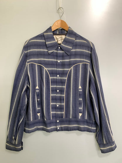 【中古品】【メンズ】  AMERICAN SPORTSMAN アメリカンスポーツマン 50S STRIPED WESTERN JACKET ウェスタンジャケット 146-250713-AS-95-min サイズ：L カラー：ネイビー 万代Net店