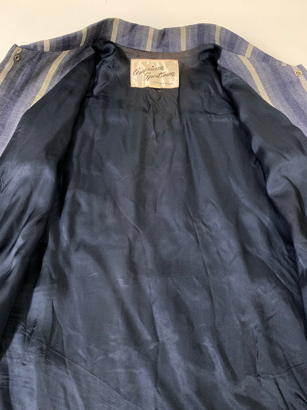 【中古品】【メンズ】  AMERICAN SPORTSMAN アメリカンスポーツマン 50S STRIPED WESTERN JACKET ウェスタンジャケット 146-250713-AS-95-min サイズ：L カラー：ネイビー 万代Net店