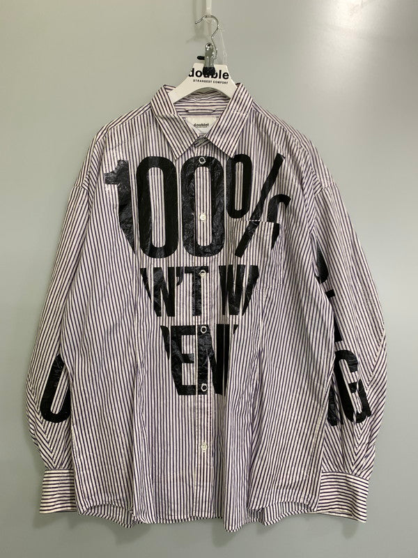 【中古品】【メンズ】 DOUBLET ダブレット 19SS 2D PACKAGED 3D CUTTING SHIRT 19SS16SH57 2019年春夏 ツーディパッケージ スリーディ カッティグシャツ トップス 140-250717-jt-15-min サイズ：L カラー：ホワイト/ストライプ 万代Net店