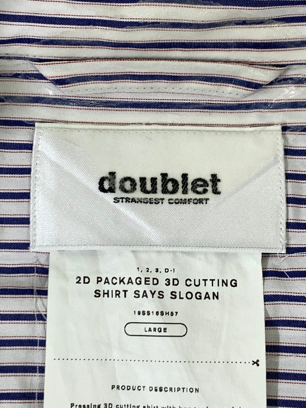 【中古品】【メンズ】 DOUBLET ダブレット 19SS 2D PACKAGED 3D CUTTING SHIRT 19SS16SH57 2019年春夏 ツーディパッケージ スリーディ カッティグシャツ トップス 140-250717-jt-15-min サイズ：L カラー：ホワイト/ストライプ 万代Net店