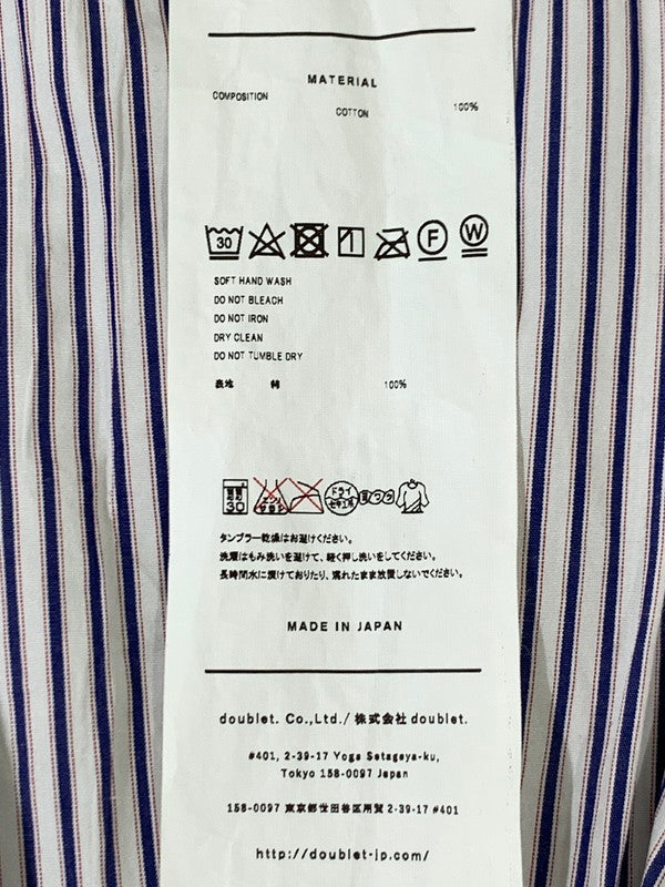【中古品】【メンズ】 DOUBLET ダブレット 19SS 2D PACKAGED 3D CUTTING SHIRT 19SS16SH57 2019年春夏 ツーディパッケージ スリーディ カッティグシャツ トップス 140-250717-jt-15-min サイズ：L カラー：ホワイト/ストライプ 万代Net店