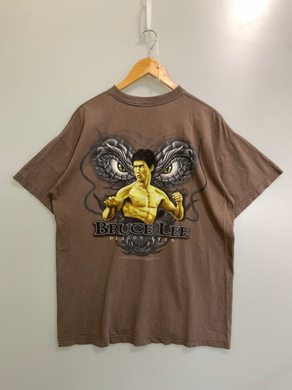 【中古品】【メンズ】 BLUCE LEE ブルース・リー 90S DRAGON EYES TEE 90年代 ドラゴンアイ Ｔシャツ トップス 146-250717-jt-05-min サイズ：L カラー：ブラウン 万代Net店