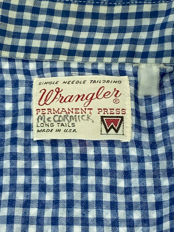 【現状渡し品】【メンズ】 Wrangler ラングラー 70'S ギンガムチェックシャツ トップス 146-250727-ks-17-min カラー：ブルー系 万代Net店