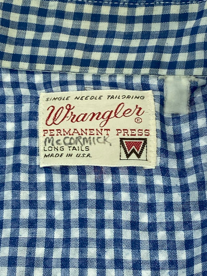 【現状渡し品】【メンズ】 Wrangler ラングラー 70'S ギンガムチェックシャツ トップス 146-250727-ks-17-min カラー：ブルー系 万代Net店