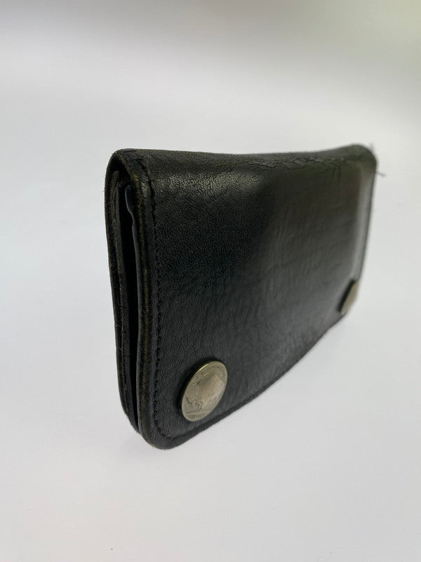 【中古品】【メンズ/レディース】 KELLY'S LEATHER ケリーズ レザー コンチョ付き二つ折財布 メンズ ウォレット 201-250723-em-05-min カラー：ブラック 万代Net店