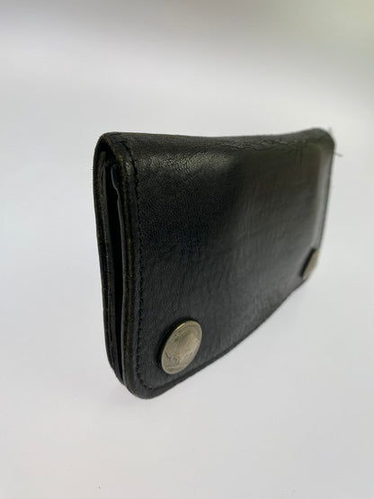 【中古品】【メンズ/レディース】 KELLY'S LEATHER ケリーズ レザー コンチョ付き二つ折財布 メンズ ウォレット 201-250723-em-05-min カラー：ブラック 万代Net店
