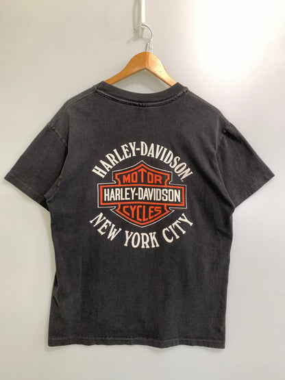 【中古品】【メンズ】 HARLEY DAVIDSON ハーレーダビッドソン c1995 NEWYORK CITY PRINT TEE ニューヨーク シティ プリント Ｔシャツ トップス 146-250717-jt-08-min サイズ：L カラー：ブラック 万代Net店