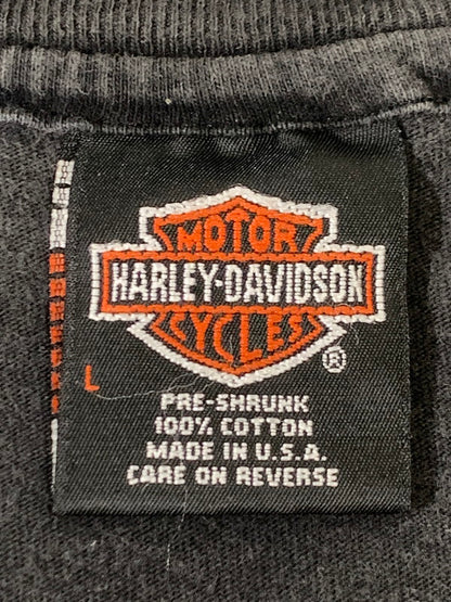 【中古品】【メンズ】 HARLEY DAVIDSON ハーレーダビッドソン c1995 NEWYORK CITY PRINT TEE ニューヨーク シティ プリント Ｔシャツ トップス 146-250717-jt-08-min サイズ：L カラー：ブラック 万代Net店