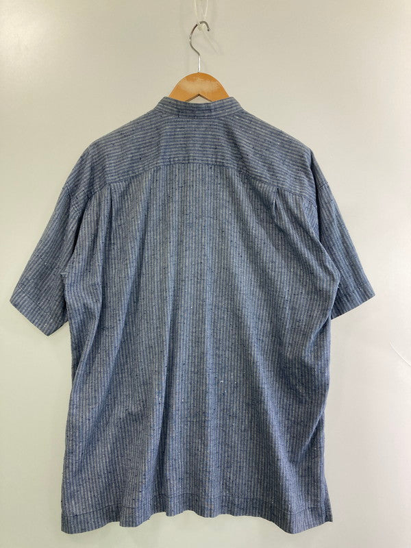 【中古品】【メンズ】 ISSEY MIYAKE MEN イッセイミヤケ メン LG12237 80S SS COTTON STRIPE SHIRT コットンストライプシャツ 140-250721-ks-10-min サイズ：M カラー：ブルー系 万代Net店