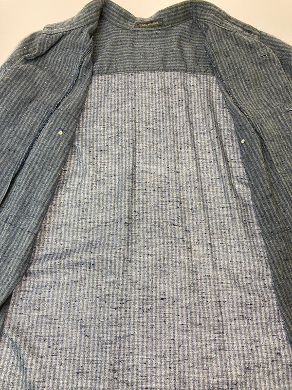 【中古品】【メンズ】 ISSEY MIYAKE MEN イッセイミヤケ メン LG12237 80S SS COTTON STRIPE SHIRT コットンストライプシャツ 140-250721-ks-10-min サイズ：M カラー：ブルー系 万代Net店